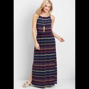 Maurices Navy Blue Striped Maxi Dress